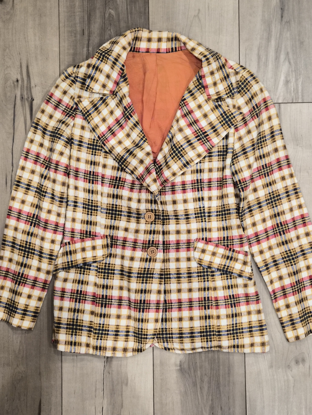Womens Vintage Plaid Blazer Jacket